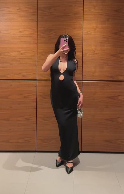 Zaiizy Backless Halter Long Dress